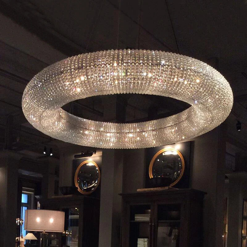 Ethereal Crystal LED Chandelier – Modern Silver & Gold K9 Crystal Light for Living Room & Dining
