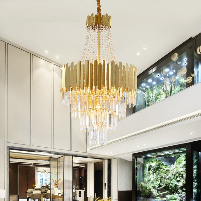 Santa Barbara Chandelier – Luxury American-Style Crystal LED Pendant Light | Gold Finish & K9 Crystals, Perfect for Living & Dining Rooms