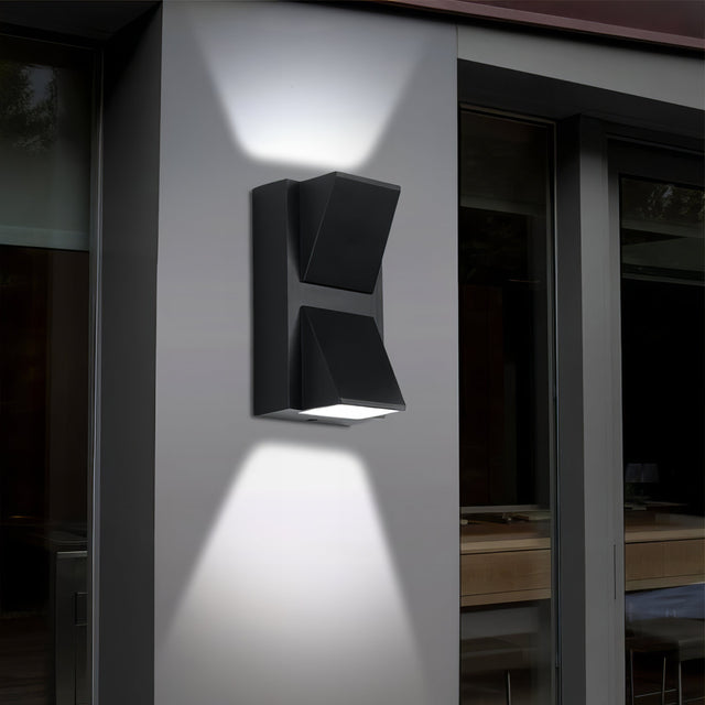 Banks - Dual Head Up/Down Black LED Wall Light Outdoor