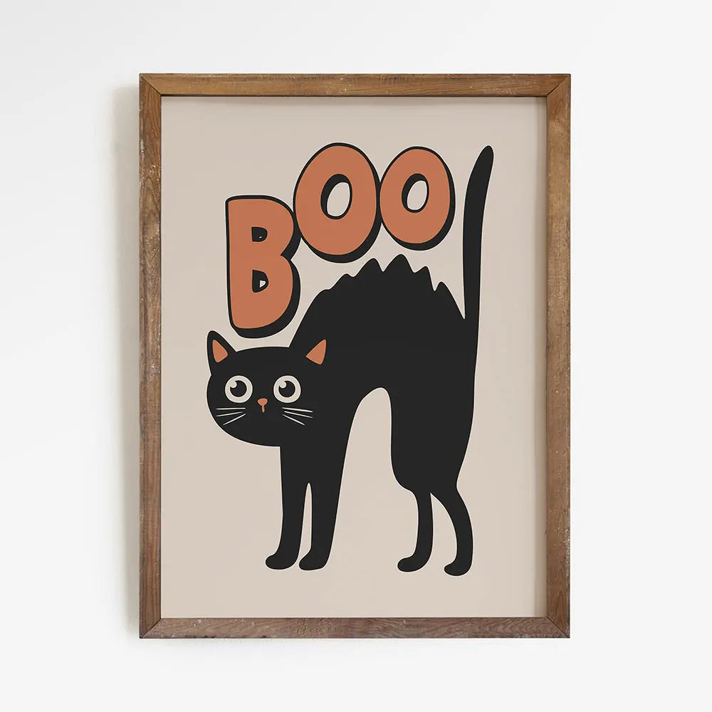Halloween Cat Canvas Art Print - Spooky Pumpkin Design for Fall Home Decor 10