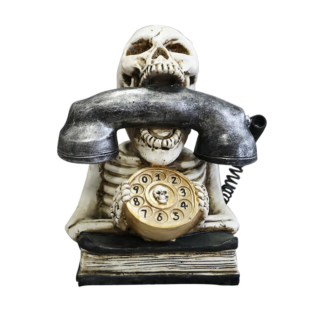 Halloween Glow Skull Phone Decoration – Unique Resin Sculpture for Spooky Home and Party Decor, 17x19x13 cm 5