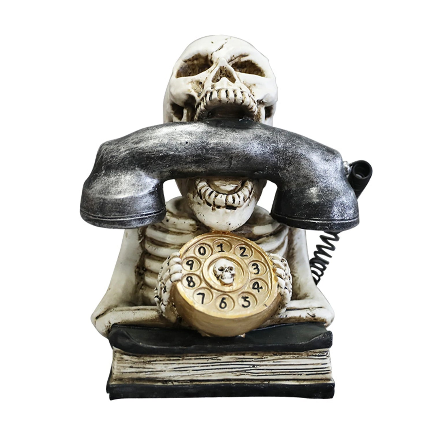 Halloween Glow Skull Phone Decoration – Unique Resin Sculpture for Spooky Home and Party Decor, 17x19x13 cm 5