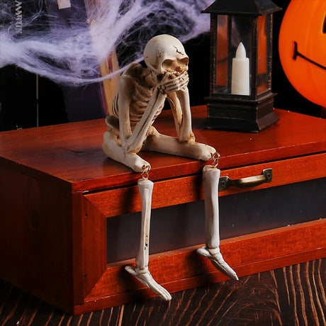 Halloween Skull Figurines Set – 3 Resin Skeleton Ornaments for Indoor and Outdoor Scary Halloween Decorations 3