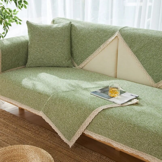 Hand-Woven Cotton Linen Non-Slip Couch Cover All Seasons
