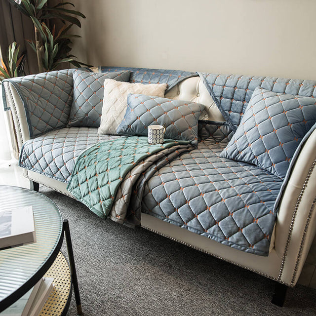 Luxury Quilted Velvet Non-Slip Couch Cover for Comfort