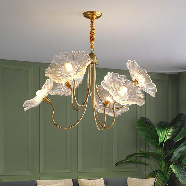 Modern Lotus Leaf Glass Living Room Chandelier 2