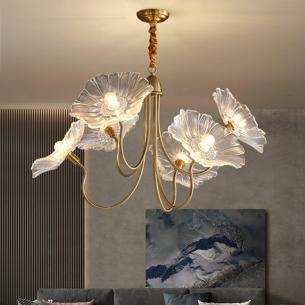 Modern Lotus Leaf Glass Living Room Chandelier 6
