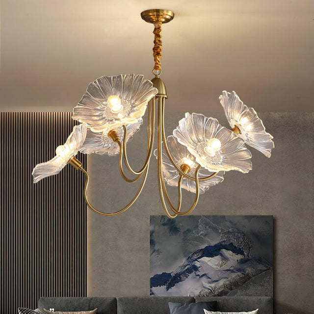 Modern Lotus Leaf Glass Living Room Chandelier 6