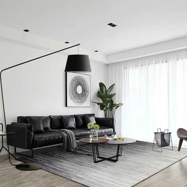 Nordic LED Fishing Floor Lamp in Matte Black Style