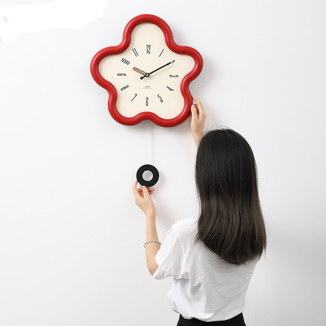 3D floral pendulum clock - silent movement, perfect for bedroom decor