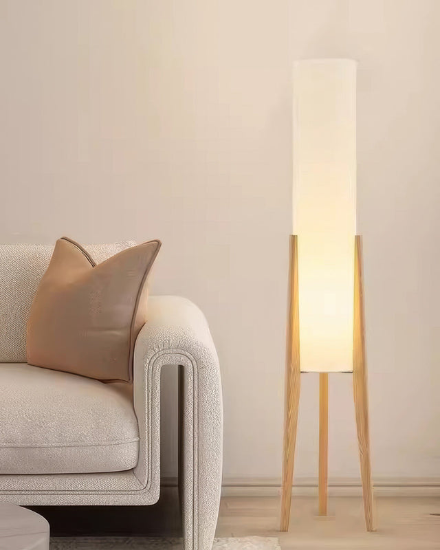 Wabi-Sabi LED Floor Lamp with Natural Wood Design