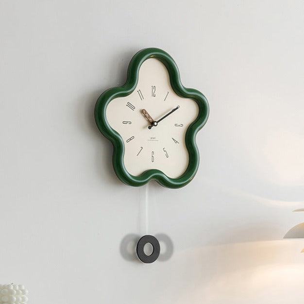 3D floral pendulum clock - silent movement, perfect for bedroom decor