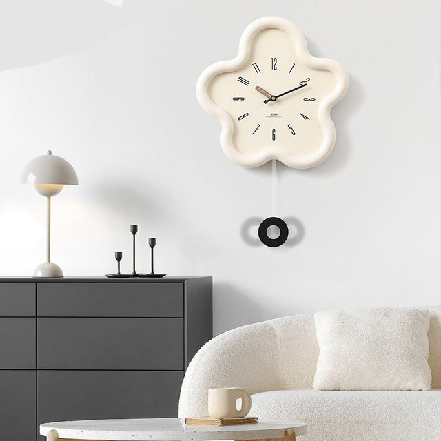 3D floral pendulum clock - silent movement, perfect for bedroom decor