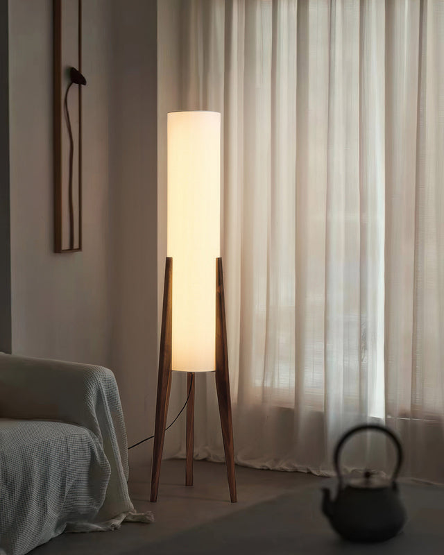Wabi-Sabi LED Floor Lamp with Natural Wood Design