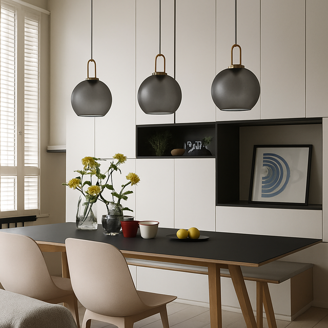 Smoked Glass Pendant Light – Industrial Ceiling Lamp for Kitchen, Dining & Living Room