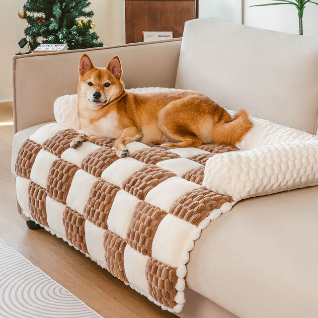 Plaid Cozy Sofa Protector Dog Mat Soft Fleece Anti Slip
