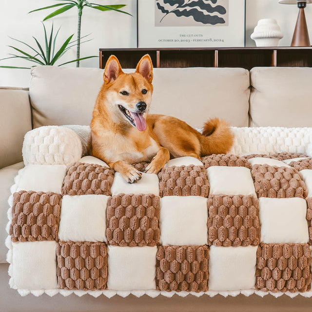 Plaid Cozy Sofa Protector Dog Mat Soft Fleece Anti Slip