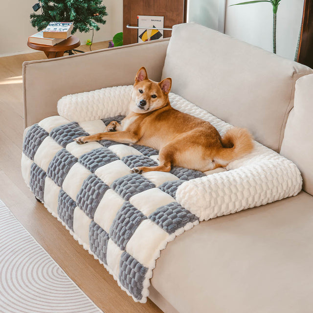 Plaid Cozy Sofa Protector Dog Mat Soft Fleece Anti Slip