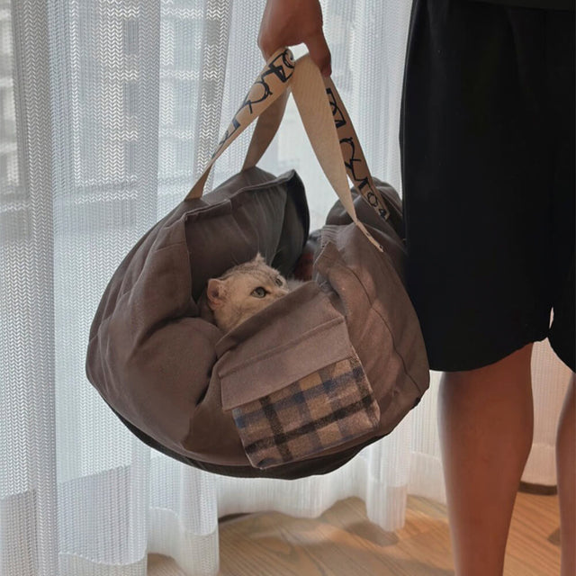 Portable Pet Bed with Handle Cozy Washable Dog Bed