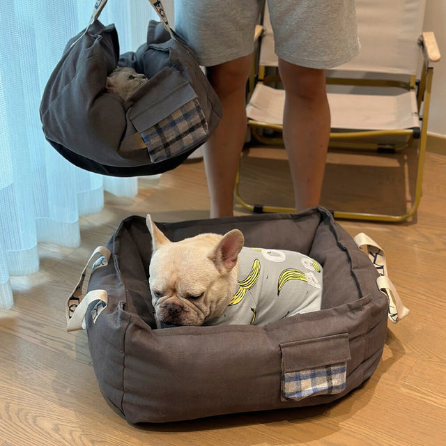 Portable Pet Bed with Handle Cozy Washable Dog Bed