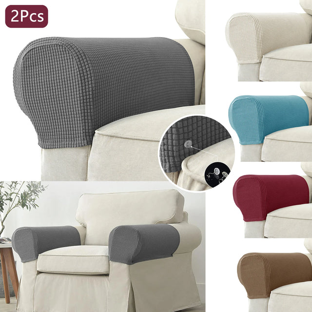 2-Piece Stretch Armrest Covers – Waterproof Quilted Sofa Arm Protectors