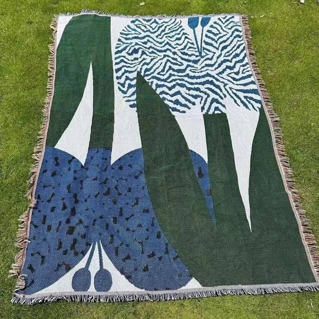 Variant image for Geometric Abstract Blanket Art Tapestry InsOutdoor Camping Picnic Floor Mat Casual Tassels Sofa Cover Home Decor Throw Blankets-3