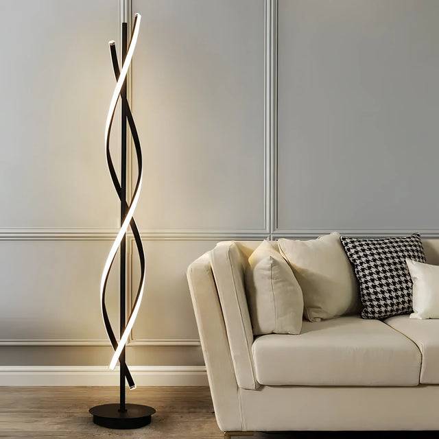 Liam - Modern LED Twisted Floor Lamp with Adjustable Neck