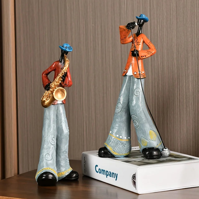 Resin Jazz Band Figurine - Vintage Music Decor Statue