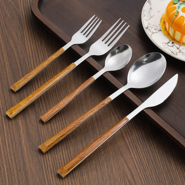 WaldenGrace Luxury Cutlery Set with Wooden Handles