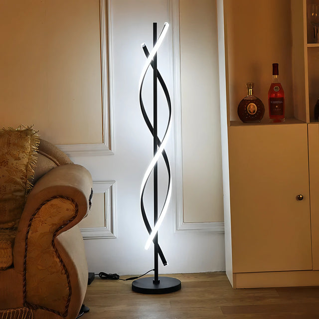 Liam - Modern LED Twisted Floor Lamp with Adjustable Neck