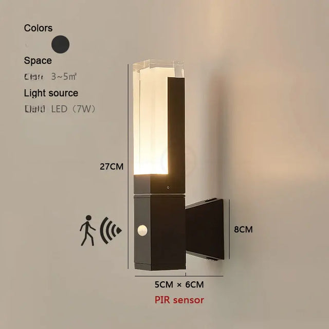 Spivey - Modern Black LED Motion Sensor Outdoor Light