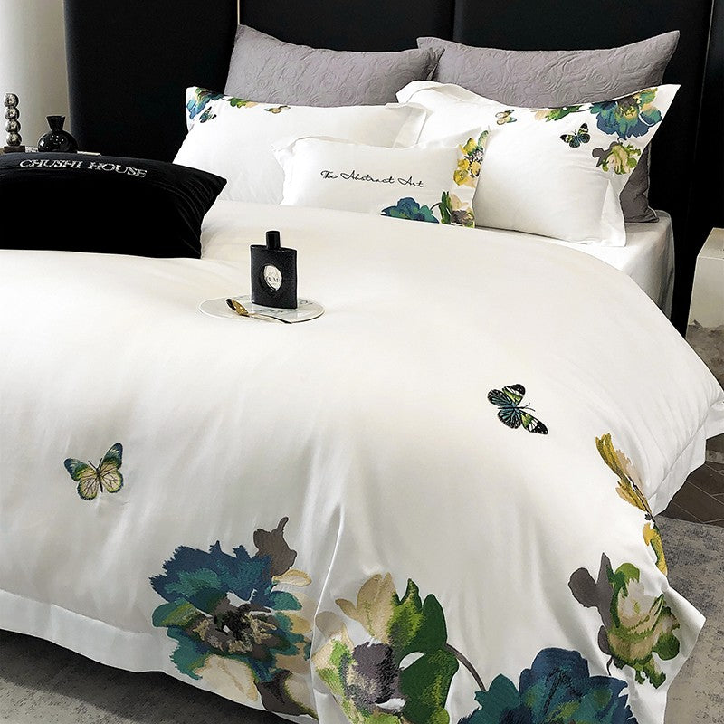 Celeste Duvet Cover Set – 1000 TC Egyptian Cotton with Elegant Embroidered Detailing