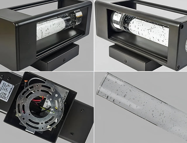 Holland Black Caged Crystal Bubble Glass Outdoor Wall Light