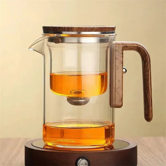 Auréa Glass Teapot – Luxury Infuser with Wooden Handle