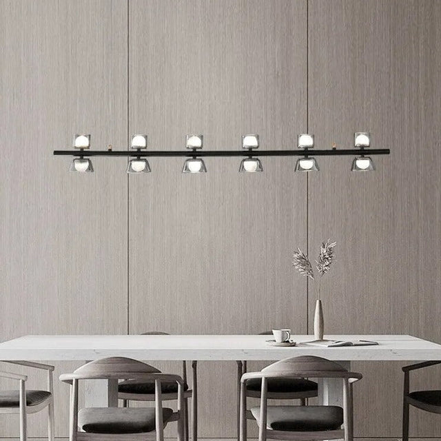 Bordeaux LED Chandelier – Modern Copper Strip Hanging Light for Dining & Bar