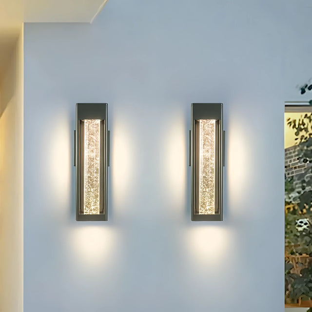 Holland Black Caged Crystal Bubble Glass Outdoor Wall Light