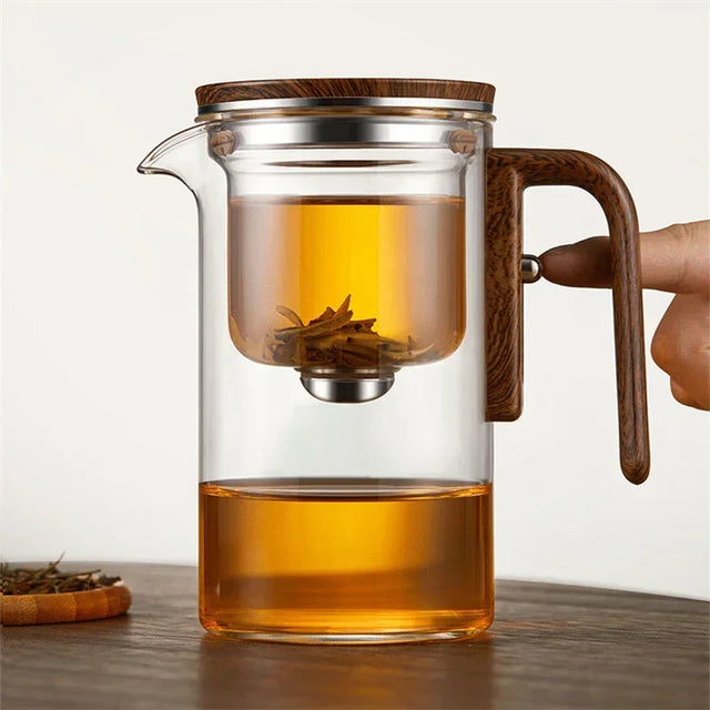 Auréa Glass Teapot – Luxury Infuser with Wooden Handle