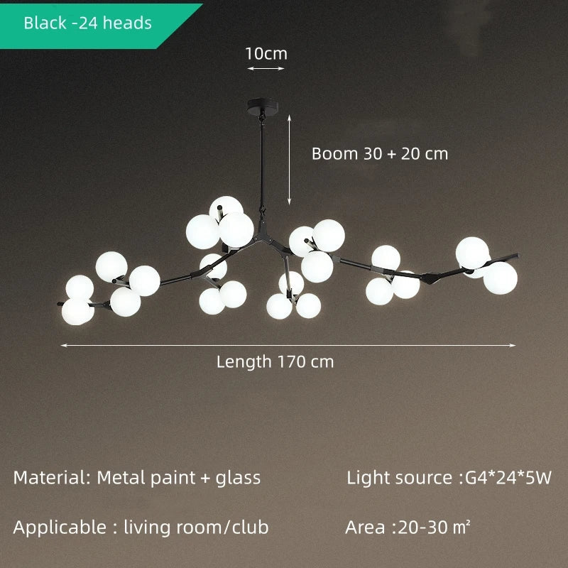 Solla Chandelier – Scandinavian LED Pendant Light with Frosted Glass Shades | Golden or Black Finish