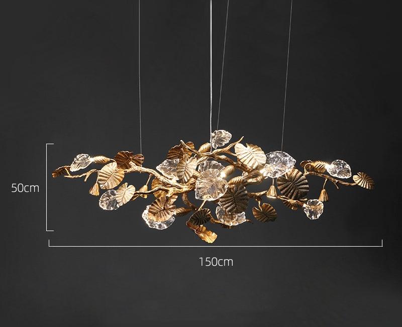 Lotus Chandelier - Elegant LED Pendant Light with Brass Copper Finish