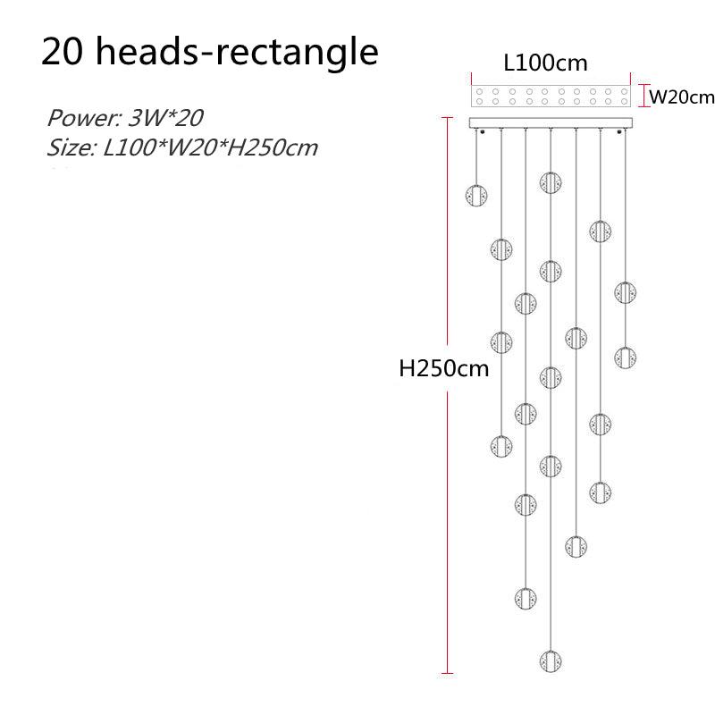 Polar Chandelier – Modern LED Pendant Light with Stainless Steel Frame & Glass Balls