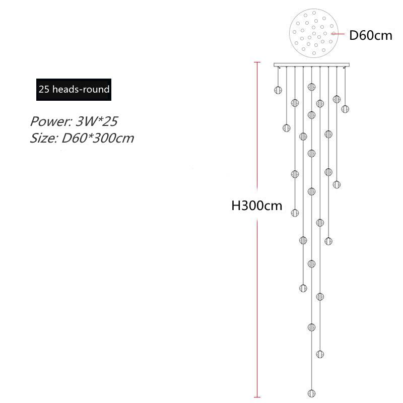 Polar Chandelier – Modern LED Pendant Light with Stainless Steel Frame & Glass Balls