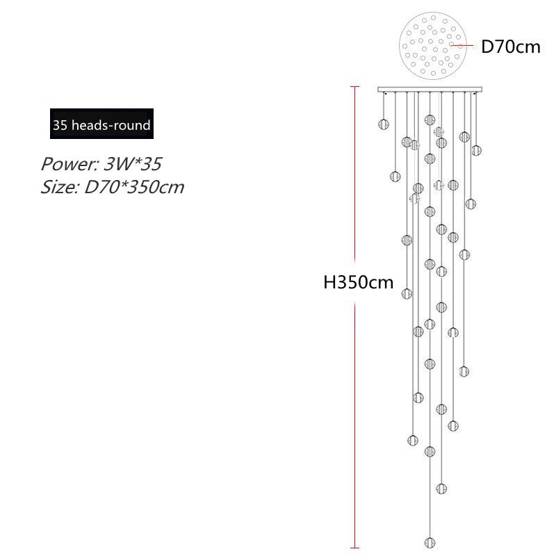 Polar Chandelier – Modern LED Pendant Light with Stainless Steel Frame & Glass Balls