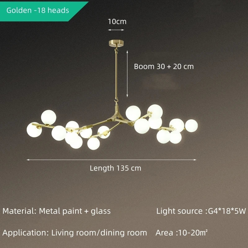 Solla Chandelier – Scandinavian LED Pendant Light with Frosted Glass Shades | Golden or Black Finish