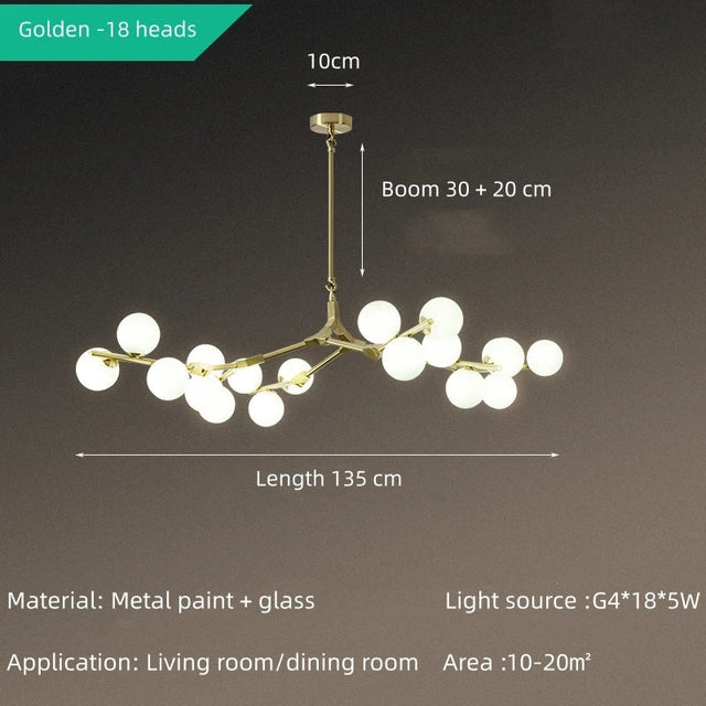 Solla Chandelier – Scandinavian LED Pendant Light with Frosted Glass Shades | Golden or Black Finish