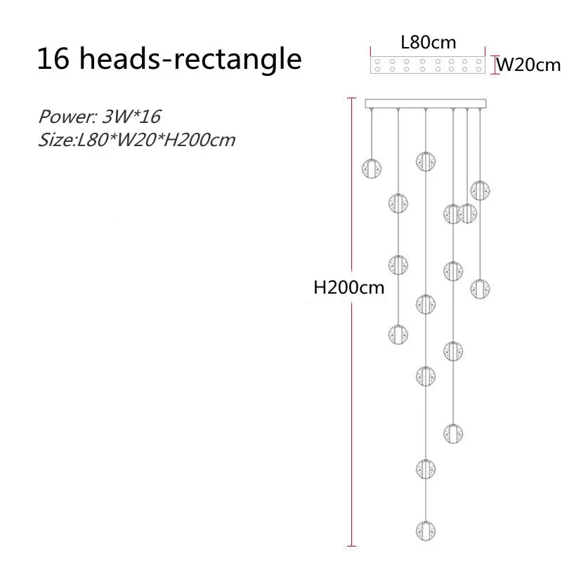 Polar Chandelier – Modern LED Pendant Light with Stainless Steel Frame & Glass Balls