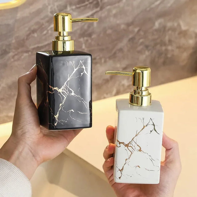 Marble Ceramic Soap & Shampoo Dispenser - Modern Design