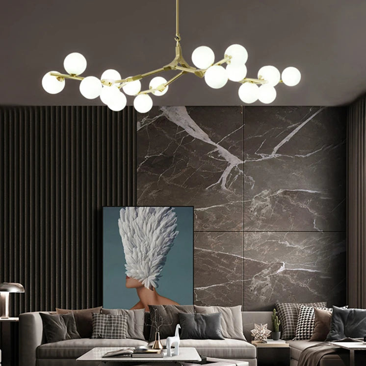 Solla Chandelier – Scandinavian LED Pendant Light with Frosted Glass Shades | Golden or Black Finish