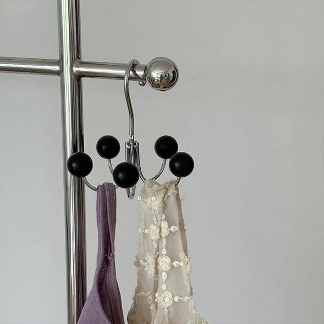 Rotating 5 Color Wooden Ball Hooks Hanger-5