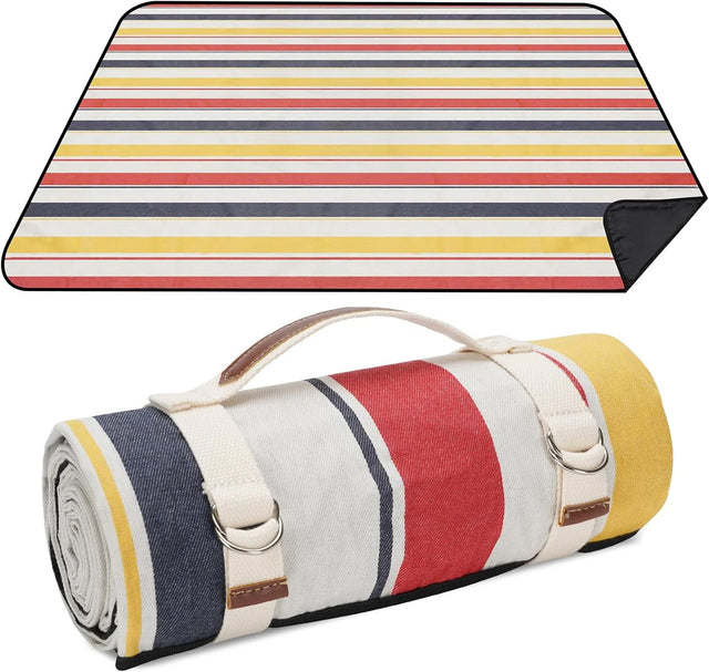 Waterproof Picnic Blanket Portable with Carry Strap for Beach Mat or Family Outdoor Camping Party-1
