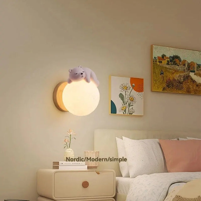 Sleepy Bear Wall Light - Cute Nursery Accent with Gentle Glow